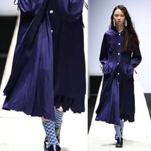 NWT BOURIE Runway Cobalt Blue Plisse Midi Skirt With Pockets US Sz M / Korean L